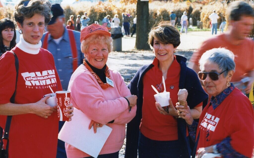 Marjorie Margolies, center right, on the campaign trail in this undated photo. (Courtesy)