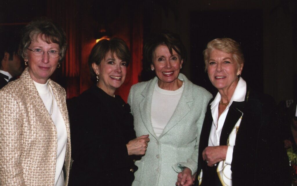 Marjorie Margolies, center left, with Nancy Pelosi, center right, in this undated photo. (Courtesy)