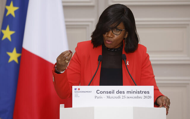 French Junior Minister for Gender Equality Elisabeth Moreno speaks during a press briefing following the weekly cabinet meeting on Nov. 25, 2020 in Paris. ( Ludovic Marin / POOL via AP) French Junior Minister for Gender Equality Elisabeth Moreno speaks during a press briefing following the weekly cabinet meeting on Nov. 25, 2020 in Paris. ( Ludovic Marin / POOL via AP)