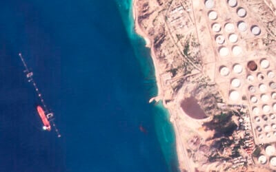 In this satellite photo provided by Planet Labs PBC, a vessel identified as the Virgo by the advocacy group United Against Nuclear Iran is seen off Khargh Island, Iran, on Jan. 16, 2022. (Planet Labs PBC via AP) In this satellite photo provided by Planet Labs PBC, a vessel identified as the Virgo by the advocacy group United Against Nuclear Iran is seen off Khargh Island, Iran, on Jan. 16, 2022. (Planet Labs PBC via AP)