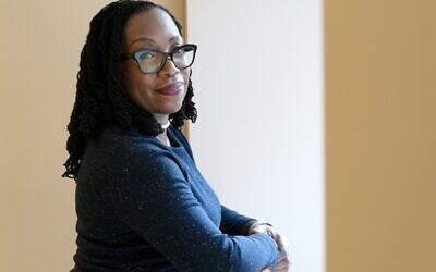 Judge Ketanji Brown Jackson poses for a portrait, Friday, Feb. 18, 2022, in her office at the court in Washington. (AP Photo/Jacquelyn Martin)