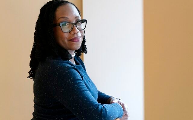 Judge Ketanji Brown Jackson poses for a portrait, Friday, Feb. 18, 2022, in her office at the court in Washington. (AP Photo/Jacquelyn Martin)