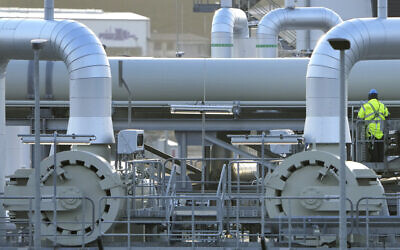 Pipes at the landfall facilities of the 'Nord Stream 2' gas pipeline are pictured in Lubmin, northern Germany, on February 15, 2022. (AP Photo/Michael Sohn, File)