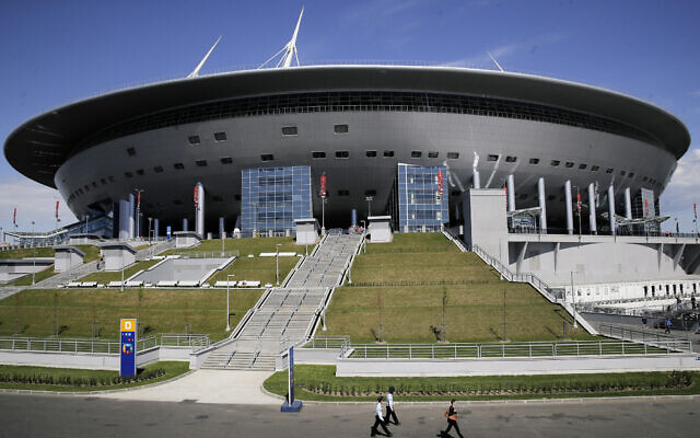 A view of the St. Petersburg Stadium prior to the Confederations Cup, Group A soccer match between Russia and New Zealand, Saturday, June 17, 2017. Russia has been stripped of hosting the Champions League final by UEFA with St. Petersburg replaced by Paris after Russia's invasion of Ukraine. The men's final will still be held on May 28 but now at the 80,000-seat Stade de France after the decision by UEFA's executive committee. (AP Photo/Pavel Golovkin, File) A view of the St. Petersburg Stadium prior to the Confederations Cup, Group A soccer match between Russia and New Zealand, Saturday, June 17, 2017. Russia has been stripped of hosting the Champions League final by UEFA with St. Petersburg replaced by Paris after Russia's invasion of Ukraine. The men's final will still be held on May 28 but now at the 80,000-seat Stade de France after the decision by UEFA's executive committee. (AP Photo/Pavel Golovkin, File)