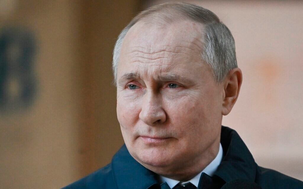 Russian President Vladimir Putin looks on as he visits the construction site of the National Space Agency on the premises of the Khrunichev State Research and Production Space Centre in Moscow, Russia, February 27, 2022. (Sergei Guneyev, Sputnik, Kremlin Pool Photo via AP) Russian President Vladimir Putin looks on as he visits the construction site of the National Space Agency on the premises of the Khrunichev State Research and Production Space Centre in Moscow, Russia, February 27, 2022. (Sergei Guneyev, Sputnik, Kremlin Pool Photo via AP)