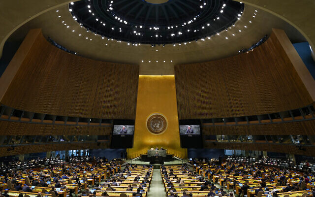United Nations Secretary-General Antonio Guterres addresses the emergency session of the United Nations General Assembly, on February 28, 2022. (AP Photo/Seth Wenig) United Nations Secretary-General Antonio Guterres addresses the emergency session of the United Nations General Assembly, on February 28, 2022. (AP Photo/Seth Wenig)