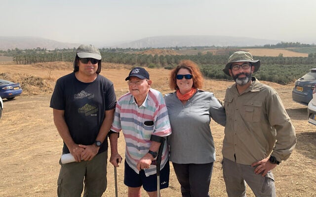 Study researchers from left to right: Dr. Omry Barzilai, Y. Merimsky, who discovered the prehistoric site at 'Ubeidiya, Prof. Miriam Belmaker and Dr. Alon Barash (Bar-Ilan University)