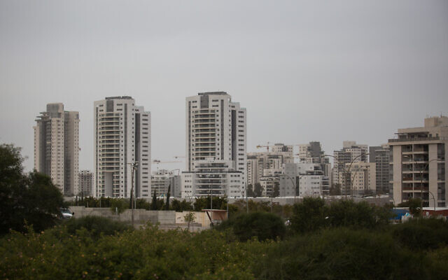 A view of new apartment buildings in the city of Yavne, in central Israel, on January 31, 2019. (Hadas Parush/Flash90) A view of new apartment buildings in the city of Yavne, in central Israel, on January 31, 2019. (Hadas Parush/Flash90)