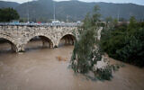 View of the Kishon River that overflowed following heavy rain near Emek junction in northern Israel, on January 9, 2020. (Anat Hermony/Flash90)