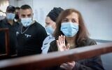 Spanish aid worker Juana Rishmawi at Ofer prison in the West Bank, on November 17, 2021. (Yonatan Sindel/Flash90)