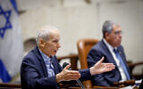 Public Security Minister Omer Barlev speaks during a plenum session in the assembly hall of the Knesset, in Jerusalem on January 31, 2022. (Olivier Fitoussi/Flash90)