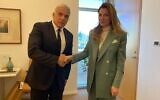 Foreign Minister Yair Lapid hosts Ukraine's Deputy Foreign Minister Emine Dzhaparova in Jerusalem, Febraury 13, 2022 (via Twitter)