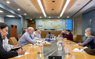A meeting of Foreign Ministry officials on February 15, 2022, to discuss the security situation in Ukraine. (Foreign Ministry)