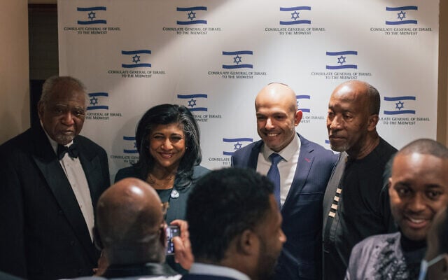 Rep. Danny Davis, Circuit Court of Cook County Judge Rena Marie Van Tine, Israel's Consul General to the Midwest Yinam Cohen and Dr. Yeriel Ben Yehuda at an event celebrating the Black-Jewish alliance at the DuSable Museum of African American History in Hyde Park, Chicago on February 12, 2022. (Israeli Consulate to the Midwest) Rep. Danny Davis, Circuit Court of Cook County Judge Rena Marie Van Tine, Israel's Consul General to the Midwest Yinam Cohen and Dr. Yeriel Ben Yehuda at an event celebrating the Black-Jewish alliance at the DuSable Museum of African American History in Hyde Park, Chicago on February 12, 2022. (Israeli Consulate to the Midwest)