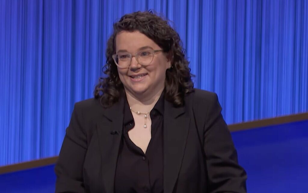 Emma Saltzberg, a Jewish activist from Brooklyn (by way of Philadelphia), won nearly $60,000 on 'Jeopardy!' in February 2022. (Screenshot/ via JTA) Emma Saltzberg, a Jewish activist from Brooklyn (by way of Philadelphia), won nearly $60,000 on 'Jeopardy!' in February 2022. (Screenshot/ via JTA)