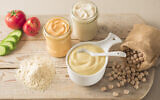 Various spreads made with Israeli food tech startup InnovoPro's chickpea protein product. (InnovoPro)