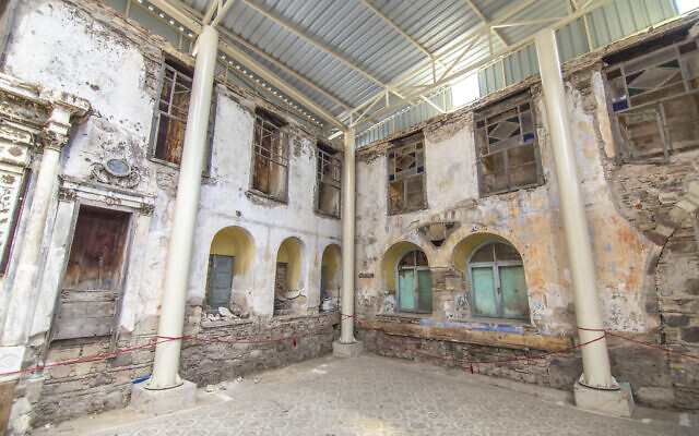 Restoration of the Talmud Tora synagogue is underway. (Nesim Bencoya/via JTA)