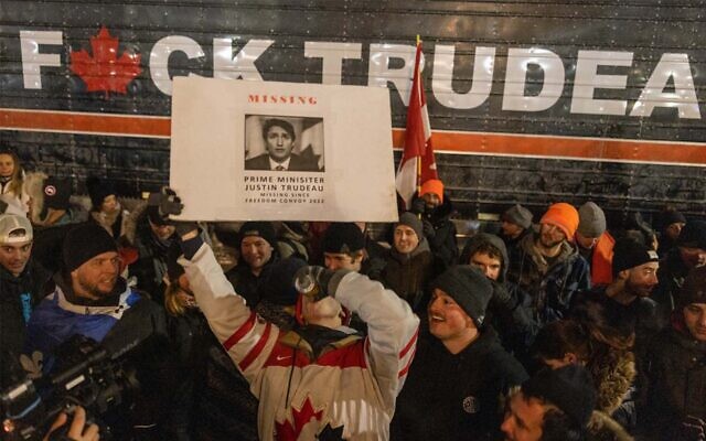 A protest against COVID-19 vaccine mandates in Ottawa, Canada, January 30, 2022. (Alex Kent/Getty images North America via AFP) A protest against COVID-19 vaccine mandates in Ottawa, Canada, January 30, 2022. (Alex Kent/Getty images North America via AFP)