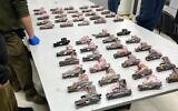 Weapons seized by Israeli security forces during a gun-smuggling attempt along the border with Jordan on February 17, 2022. (Israel Defense Forces)