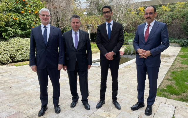 Turkish and Israeli officials meet in Jerusalem on February 17, 2022, to prepare for President Isaac Herzog's upcoming visit to Turkey. (Courtesy)