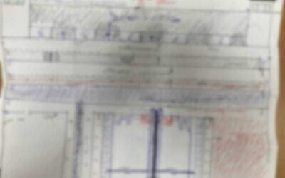A piece of paper found in a cell at the Ofer Prison in the West Bank on February 7, 20222 which the Israel Prison Service says details an escape plan (Israel Prisons Service) A piece of paper found in a cell at the Ofer Prison in the West Bank on February 7, 20222 which the Israel Prison Service says details an escape plan (Israel Prisons Service)