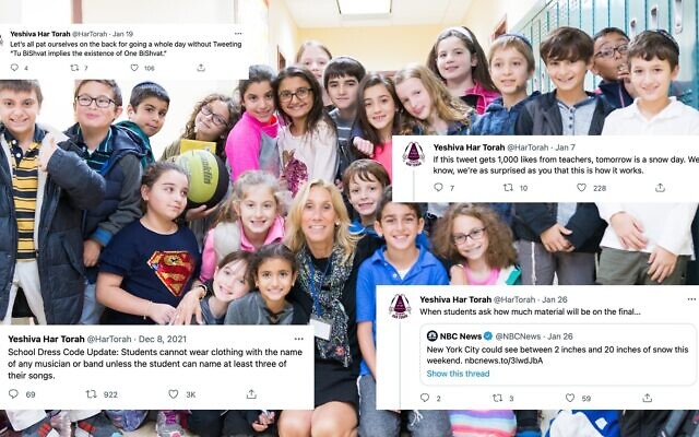 Students from the Yeshiva Har Torah modern Orthodox day school on Long Island. (Courtesy of Yeshiva Har Torah/via JTA)