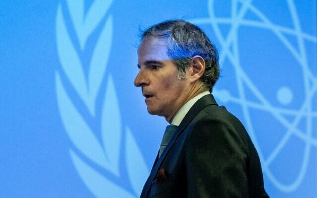 Rafael Grossi, chief of the International Atomic Energy Agency, speaks to the press at the IAEA headquarters in Vienna, Austria, March 4, 2022. (Joe Klamar/AFP)