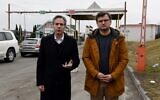 US Secretary of State Antony Blinken (left) and Ukrainian Foreign Minister Dmytro Kuleba speak to the media after meeting at the Ukrainian-Polish border crossing in Korczowa, Poland, on March 5, 2022. (Olivier Douliery/Pool/AFP)
