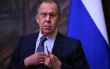Russian Foreign Minister Sergey Lavrov attends a joint press conference with International Committee of the Red Cross (ICRC) President following their talks in Moscow on March 24, 2022. (Kirill KUDRYAVTSEV / POOL / AFP)