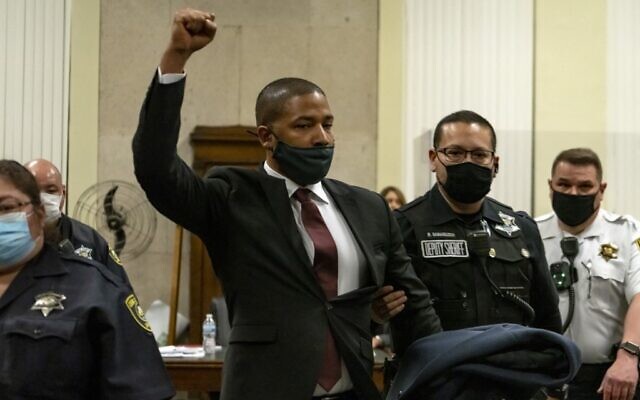 Actor Jussie Smollett is led out of the courtroom after being sentenced at the Leighton Criminal Court Building on March 10, 2022 in Chicago, Illinois (Brian Cassella-Pool/Getty Images/AFP)