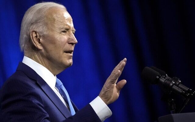 US President Joe Biden speaks at the National League of Cities Congressional City Conference on March 14, 2022, in Washington. (Drew Angerer/Getty Images/AFP) US President Joe Biden speaks at the National League of Cities Congressional City Conference on March 14, 2022, in Washington. (Drew Angerer/Getty Images/AFP)