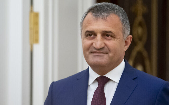 Anatoly Bibilov, the leader of Georgia's breakaway region of South Ossetia arrives for his talks with Russian President Vladimir Putin in the Kremlin in Moscow, Russia, on August 24, 2018. (AP Photo/Alexander Zemlianichenko, Pool)