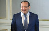 Russian businessman, co-founder of Alfa-Group Mikhail Fridman attends a conference of the Israel Keren Hayesod foundation in Moscow, Russia, on September 17, 2019. (AP Photo/Pavel Golovkin, Pool)