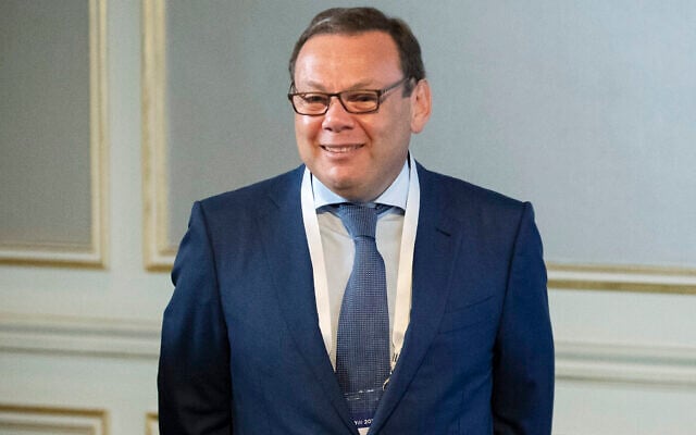 Russian businessman, co-founder of Alfa-Group Mikhail Fridman attends a conference of the Israel Keren Hayesod foundation in Moscow, Russia, on September 17, 2019. (AP Photo/Pavel Golovkin, Pool) Russian businessman, co-founder of Alfa-Group Mikhail Fridman attends a conference of the Israel Keren Hayesod foundation in Moscow, Russia, on September 17, 2019. (AP Photo/Pavel Golovkin, Pool)