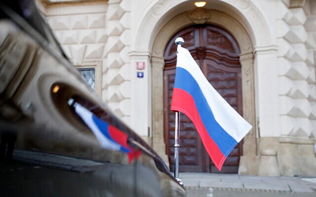 Car of Russia's ambassador to Prague, Aleksandr Zmeyevsky is parked in front of the Foreign Ministry in Prague, Czech Republic, on Wednesday, April 21, 2021. (AP Photo/Petr David Josek) Car of Russia's ambassador to Prague, Aleksandr Zmeyevsky is parked in front of the Foreign Ministry in Prague, Czech Republic, on Wednesday, April 21, 2021. (AP Photo/Petr David Josek)
