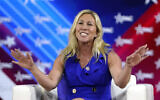 Rep. Marjorie Taylor Greene, R-Ga., answers questions during a panel discussion at the Conservative Political Action Conference (CPAC) in Orlando, Florida, February 26, 2022. (AP Photo/John Raoux)