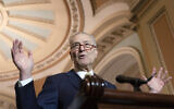 Senate Majority Leader Chuck Schumer, D-N.Y., speaks on March 1, 2022, during a news conference at the Capitol in Washington. (AP/Jacquelyn Martin)