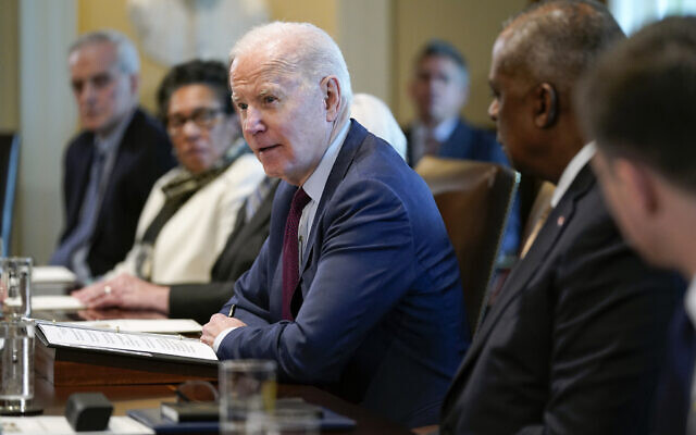 President Joe Biden speaks during a cabinet meeting in the Cabinet Room of the White House, Thursday, March 3, 2022, in Washington. (AP/Patrick Semansky) President Joe Biden speaks during a cabinet meeting in the Cabinet Room of the White House, Thursday, March 3, 2022, in Washington. (AP/Patrick Semansky)
