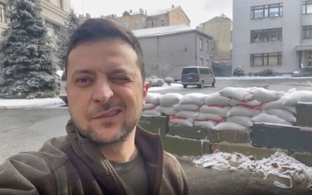 In this March 8, 2022, image from video provided by the Ukrainian Presidential Press Office and posted on Instagram, Ukrainian President Volodymyr Zelensky winks as he speaks in Kyiv, Ukraine. (Ukrainian Presidential Press Office via AP) In this March 8, 2022, image from video provided by the Ukrainian Presidential Press Office and posted on Instagram, Ukrainian President Volodymyr Zelensky winks as he speaks in Kyiv, Ukraine. (Ukrainian Presidential Press Office via AP)