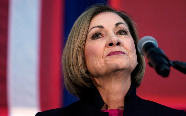 Iowa Gov. Kim Reynolds speaks during a rally, Wednesday, March 9, 2022, in Des Moines, Iowa. (AP Photo/Charlie Neibergall) Iowa Gov. Kim Reynolds speaks during a rally, Wednesday, March 9, 2022, in Des Moines, Iowa. (AP Photo/Charlie Neibergall)