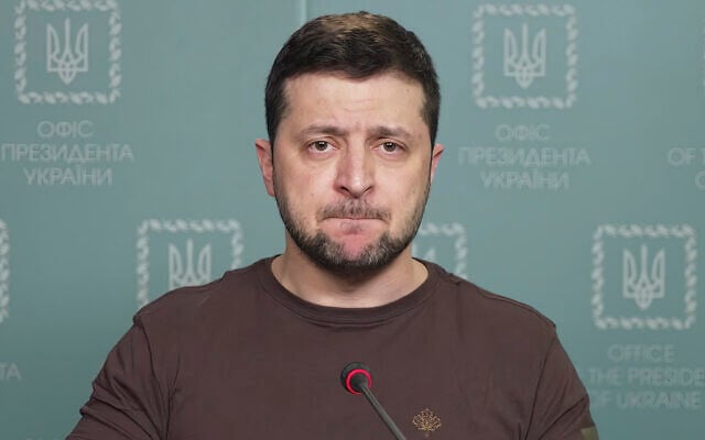 Ukrainian President Volodymyr Zelensky speaks in Kyiv, on Thursday, March 10, 2022. (Ukrainian Presidential Press Office via AP) Ukrainian President Volodymyr Zelensky speaks in Kyiv, on Thursday, March 10, 2022. (Ukrainian Presidential Press Office via AP)