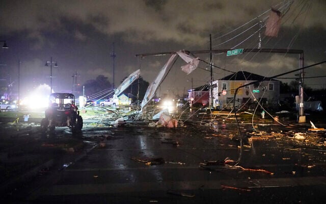 A debris lined street is seen in the Lower 9th Ward, March 22, 2022, in New Orleans, after strong storms moved through the area. (AP Photo/Gerald Herbert) A debris lined street is seen in the Lower 9th Ward, March 22, 2022, in New Orleans, after strong storms moved through the area. (AP Photo/Gerald Herbert)