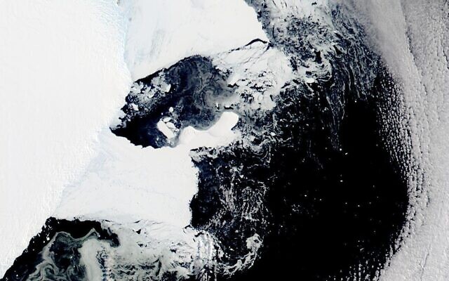 This satellite image provided by NASA, Aqua MODIS 12 on March 2022 shows the main piece of C-37 close to Bowman Island. Scientists are concerned because an ice shelf the size of New York City collapsed in East Antarctica, an area that had long been thought to be stable. The collapse last week was the first time scientists have ever seen an ice shelf collapse in this cold area of Antarctica. (NASA via AP) This satellite image provided by NASA, Aqua MODIS 12 on March 2022 shows the main piece of C-37 close to Bowman Island. Scientists are concerned because an ice shelf the size of New York City collapsed in East Antarctica, an area that had long been thought to be stable. The collapse last week was the first time scientists have ever seen an ice shelf collapse in this cold area of Antarctica. (NASA via AP)