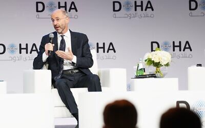 US special envoy for Iran Robert Malley speaks at the Doha Forum in Qatar, where indirect nuclear talks with Iran were held, March 27, 2022. (AP Photo/Lujain Jo)