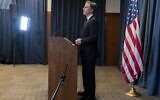 US Secretary of State Antony Blinken listens to a question during a news conference, at the US Embassy in Algiers, Algeria, March 30, 2022,. (Jacquelyn Martin/AP)