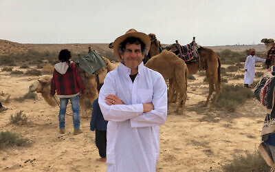Composer Andy Teirstein during a musical Bedouin trek in the Arava Desert. (Courtesy)
