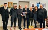 Shuli Rand (far left), Micha Shitrit, Inbar Nacht next to Chili Tropper (center), Kobi Oz, Miri Mesika and Shai Tsabari (far right) gather to discuss potential music industry legislation (Courtesy Nacht Family Foundation)