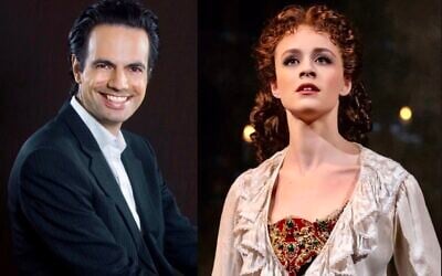 Isaac Sutton, left and Eryn LeCroy will perform Broadway favorites at four performances on March 25-April 1, 2022. (courtesy, Tami Shaham/ Matthew Murphy)