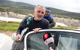 Actor Moshe Ivgy seen after his release from Hermon Prison in northern Israel, March 14, 2022. (David Cohen/Flash90)