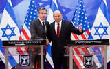 Prime Minister Naftali Bennett meets with US Secretary of State Anthony Blinken at the Prime Minister's Office in Jerusalem on March 27, 2021. (Olivier Fitoussi/Flash90)